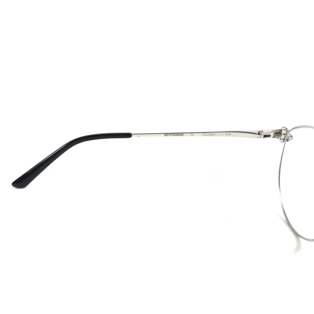 Cartier Eyeglasses Frames CT0234O 002 Shiny Silver Cat Eye Wire Rim 54-19-135